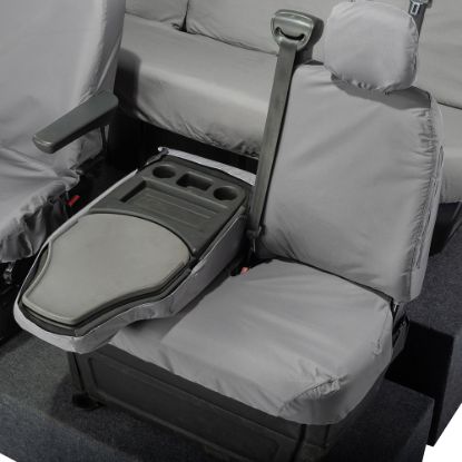 Picture of UK Custom Covers Vauxhall Movano Seat Covers Cotton-Backed PU (2010-2022) - Front & Rear With Folding Middle Seat & No Split Passenger Base - Grey | SC236G-416G