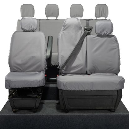 Picture of UK Custom Covers Vauxhall Movano Seat Covers Cotton-Backed PU (2010-2022) - Front & Rear With Folding Middle Seat & No Split Passenger Base - Grey | SC236G-416G