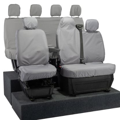 Picture of UK Custom Covers Vauxhall Movano Seat Covers Cotton-Backed PU (2010-2022) - Front & Rear With Folding Middle Seat & No Split Passenger Base - Grey | SC236G-416G