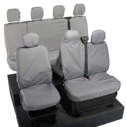 Picture of UK Custom Covers Vauxhall Movano Seat Covers Cotton-Backed PU (2010-2022) - Front & Rear With Folding Middle Seat & No Split Passenger Base - Grey | SC236G-416G