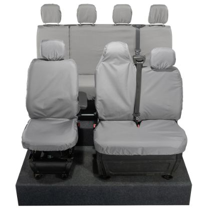 Picture of UK Custom Covers Vauxhall Movano Seat Covers Cotton-Backed PU (2010-2022) - Front & Rear With Folding Middle Seat & No Split Passenger Base - Grey | SC236G-416G