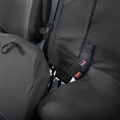 Picture of UK Custom Covers Vauxhall Vivaro Seat Covers Cotton-Backed PU (2019 Onwards) - Front Single/Double Split Passenger Base WITH Pull Down Tray | SC294B