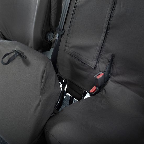 Picture of UK Custom Covers Vauxhall Vivaro Seat Covers Cotton-Backed PU (2019 Onwards) - Front Single/Double Split Passenger Base WITH Pull Down Tray | SC294B
