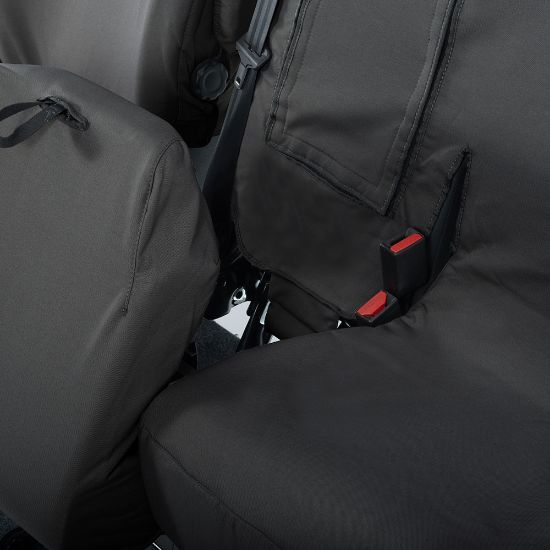 Picture of UK Custom Covers Vauxhall Vivaro Seat Covers Cotton-Backed PU (2019 Onwards) - Front Single/Double Split Passenger Base WITH Pull Down Tray | SC294B