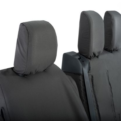 Picture of UK Custom Covers Vauxhall Vivaro Seat Covers Cotton-Backed PU (2019 Onwards) - Front Single/Double Split Passenger Base WITH Pull Down Tray | SC294B