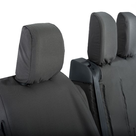 Picture of UK Custom Covers Vauxhall Vivaro Seat Covers Cotton-Backed PU (2019 Onwards) - Front Single/Double Split Passenger Base WITH Pull Down Tray | SC294B