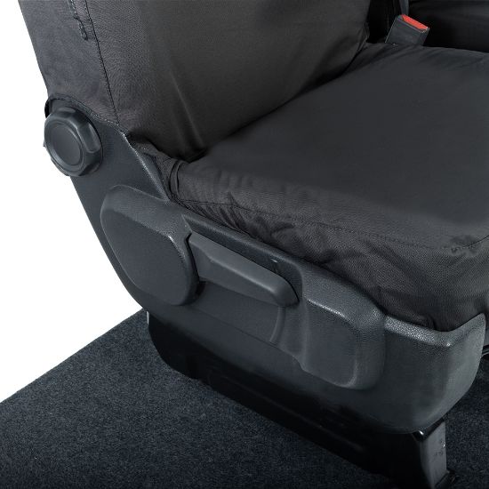 Picture of UK Custom Covers Vauxhall Vivaro Seat Covers Cotton-Backed PU (2019 Onwards) - Front Single/Double Split Passenger Base WITH Pull Down Tray | SC294B