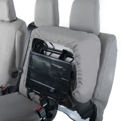 Picture of UK Custom Covers Vauxhall Vivaro Seat Covers Cotton-Backed PU (2019 Onwards) - Front Single/Double Split Passenger Base WITH Pull Down Tray - Grey | SC294G