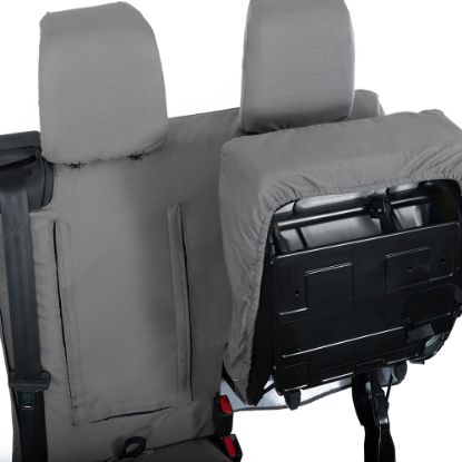 Picture of UK Custom Covers Vauxhall Vivaro Seat Covers Cotton-Backed PU (2019 Onwards) - Front Single/Double Split Passenger Base WITH Pull Down Tray - Grey | SC294G