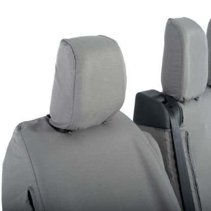 Picture of UK Custom Covers Vauxhall Vivaro Seat Covers Cotton-Backed PU (2019 Onwards) - Front Single/Double Split Passenger Base WITH Pull Down Tray - Grey | SC294G