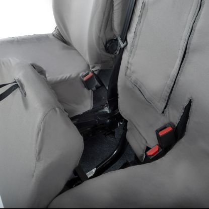 Picture of UK Custom Covers Vauxhall Vivaro Seat Covers Cotton-Backed PU (2019 Onwards) - Front Single/Double Split Passenger Base WITH Pull Down Tray - Grey | SC294G