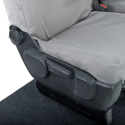 Picture of UK Custom Covers Vauxhall Vivaro Seat Covers Cotton-Backed PU (2019 Onwards) - Front Single/Double Split Passenger Base WITH Pull Down Tray - Grey | SC294G