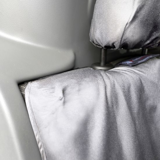 Picture of UK Custom Covers Vauxhall Vivaro Seat Covers Cotton-Backed PU (2019 Onwards) - Front & Rear Single/Double Split Passenger Base WITH Pull Down Tray - Grey | SC294G-422G