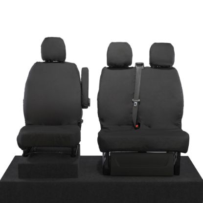 UK Custom Covers Vauxhall Vivaro Seat Covers Cotton-Backed PU (2014-2019) - Front Single/Double NO Split Passenger Seat