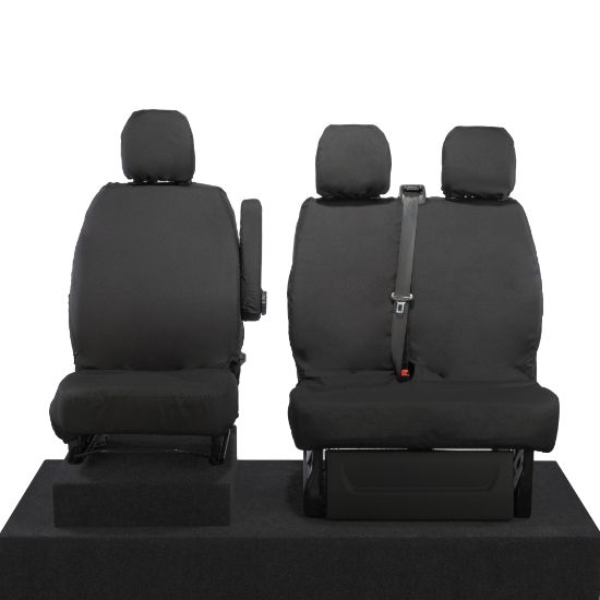 UK Custom Covers Vauxhall Vivaro Seat Covers Cotton-Backed PU (2014-2019) - Front Single/Double NO Split Passenger Seat