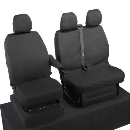 Picture of UK Custom Covers Vauxhall Vivaro Seat Covers Cotton-Backed PU (2014-2019) - Front Single/Double NO Split Passenger Seat | SC296B