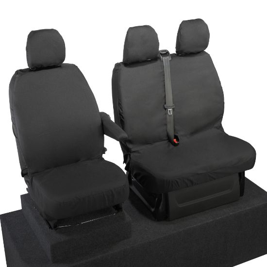 Picture of UK Custom Covers Vauxhall Vivaro Seat Covers Cotton-Backed PU (2014-2019) - Front Single/Double NO Split Passenger Seat | SC296B