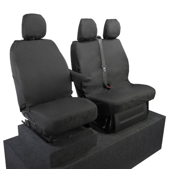Picture of UK Custom Covers Vauxhall Vivaro Seat Covers Cotton-Backed PU (2014-2019) - Front Single/Double NO Split Passenger Seat | SC296B