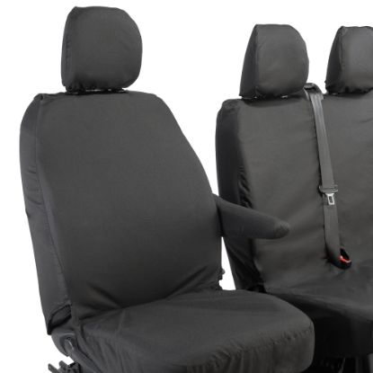 Picture of UK Custom Covers Vauxhall Vivaro Seat Covers Cotton-Backed PU (2014-2019) - Front Single/Double NO Split Passenger Seat | SC296B