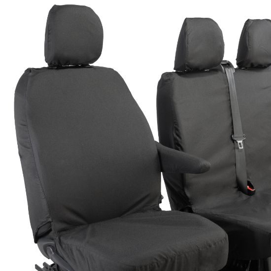 Picture of UK Custom Covers Vauxhall Vivaro Seat Covers Cotton-Backed PU (2014-2019) - Front Single/Double NO Split Passenger Seat | SC296B