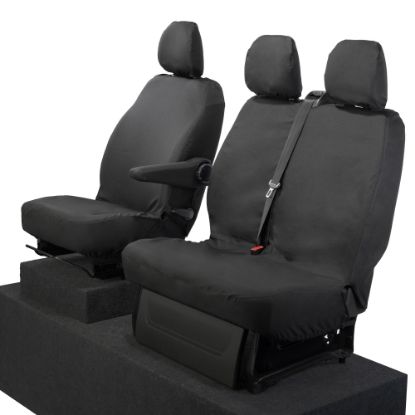 Picture of UK Custom Covers Vauxhall Vivaro Seat Covers Cotton-Backed PU (2014-2019) - Front Single/Double NO Split Passenger Seat | SC296B