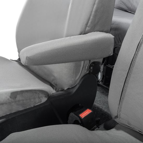 Picture of UK Custom Covers Ford Transit Custom Seat Covers Cotton-Backed PU (2023+) - Front & Rear (6 Seat With Front Pull Down Tray) - Grey | SC334G-131G
