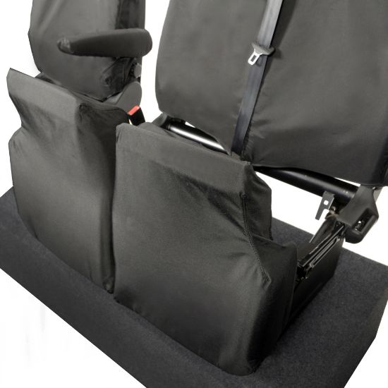 Picture of UK Custom Covers Ford Transit Custom Seat Covers Cotton-Backed PU (2023+) - Front & Rear (6 Seat With Front No Down Tray) - Black | SC335B-131B
