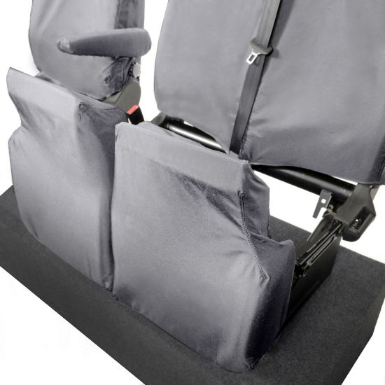 Picture of UK Custom Covers Ford Transit Custom Seat Covers Cotton-Backed PU (2023+) - Front & Rear (6 Seat With Front No Down Tray) - Grey | SC335G-131G