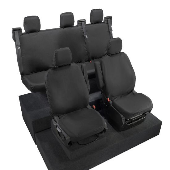 Picture of UK Custom Covers Ford Transit Custom Seat Covers Cotton-Backed PU (2023+) - Front & Rear (5 Seats) - Black | SC336B-131B