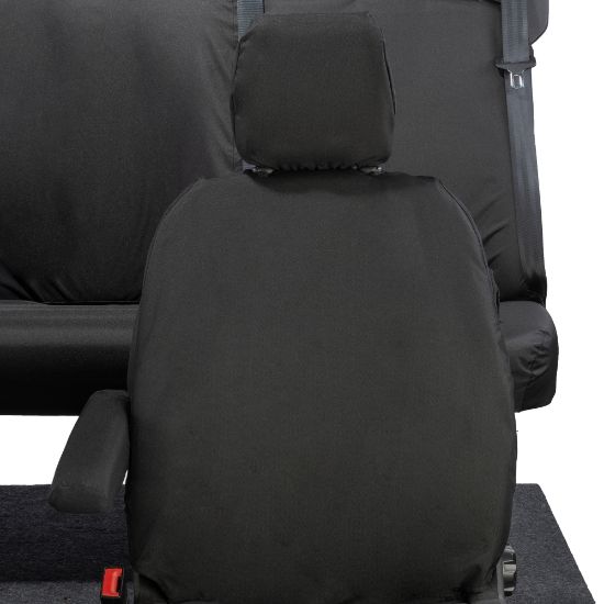 Picture of UK Custom Covers Ford Transit Custom Seat Covers Cotton-Backed PU (2023+) - Front & Rear (5 Seats) - Black | SC336B-131B