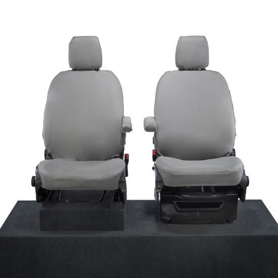 UK Custom Covers Ford Transit Custom Seat Covers Cotton-Backed PU (2023+) - Front (single/single) - Grey