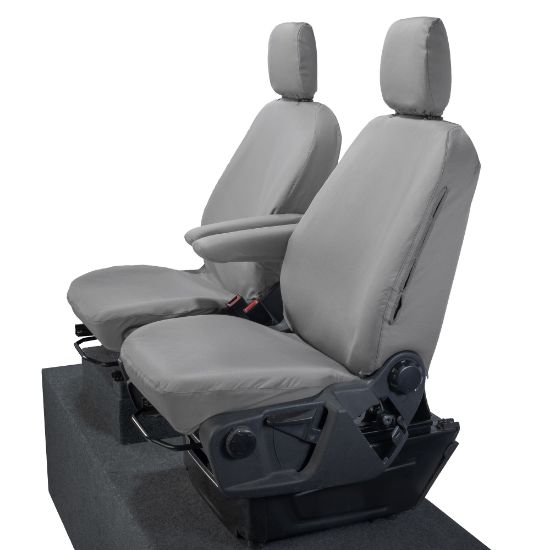 Picture of UK Custom Covers Ford Transit Custom Seat Covers Cotton-Backed PU (2023+) - Front (single/single) - Grey | SC336G