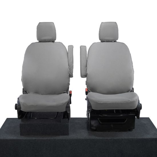 Picture of UK Custom Covers Ford Transit Custom Seat Covers Cotton-Backed PU (2023+) - Front (single/single) - Grey | SC336G
