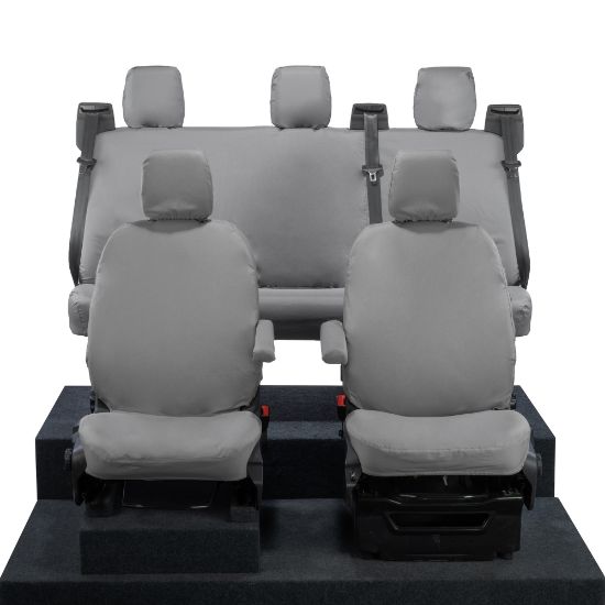 UK Custom Covers Ford Transit Custom Seat Covers Cotton-Backed PU (2023+) - Front & Rear (5 seats) - Grey