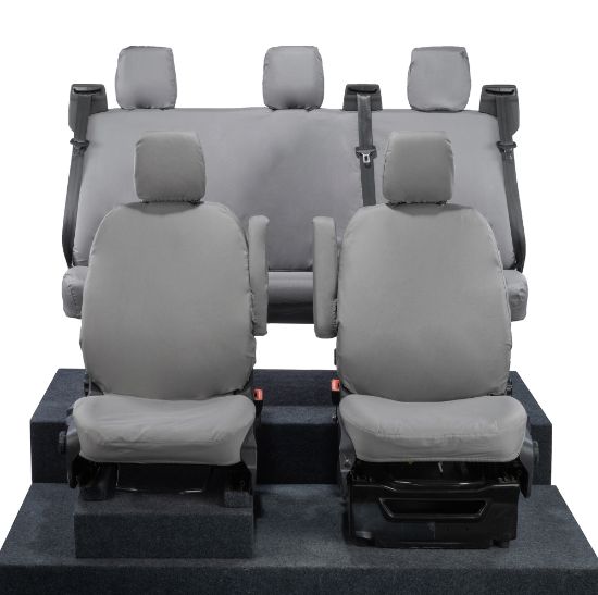 Picture of UK Custom Covers Ford Transit Custom Seat Covers Cotton-Backed PU (2023+) - Front & Rear (5 seats) - Grey | SC336G-131G