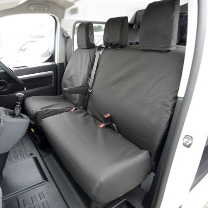 UK Custom Covers Vauxhall Vivaro Seat Covers Cotton-Backed PU (2019 Onwards) - Front Single/Double NO Split Passenger Base NO Pull Down Tray