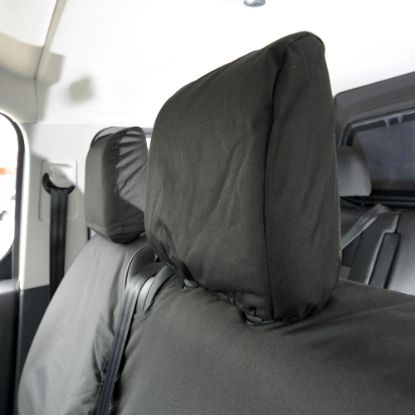 Picture of UK Custom Covers Vauxhall Vivaro Seat Covers Cotton-Backed PU (2019 Onwards) - Front Single/Double NO Split Passenger Base NO Pull Down Tray | SC367B