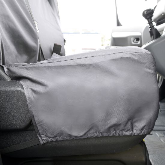 Picture of UK Custom Covers Vauxhall Vivaro Seat Covers Cotton-Backed PU (2019 Onwards) - Front Single/Double NO Split Passenger Base NO Pull Down Tray - Grey | SC367G