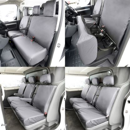UK Custom Covers Vauxhall Vivaro Seat Covers Cotton-Backed PU (2019 Onwards) - Front & Rear Single/Double NO Split Passenger Base NO Pull Down Tray - Grey