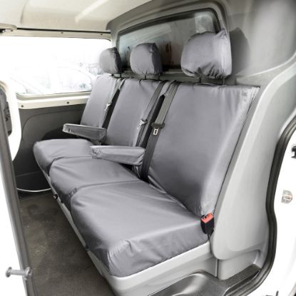 Picture of UK Custom Covers Vauxhall Vivaro Seat Covers Cotton-Backed PU (2019 Onwards) - Rear - Grey | SC422G