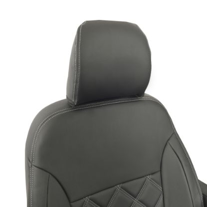 Picture of UK Custom Covers Vauxhall Vivaro Seat Covers Leatherette (2014-2019) Front Single/Double Split Passenger Base WITH Folding Middle Seat - Double Diamond Bentley Stitch | SC639B