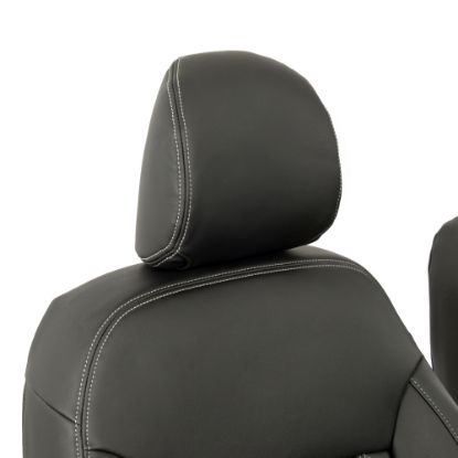 Picture of UK Custom Covers Vauxhall Vivaro Seat Covers Leatherette (2014-2019) Front Single/Double Split Passenger Base NO Folding Middle Seat - Double Diamond Bentley Stitch | SC664B