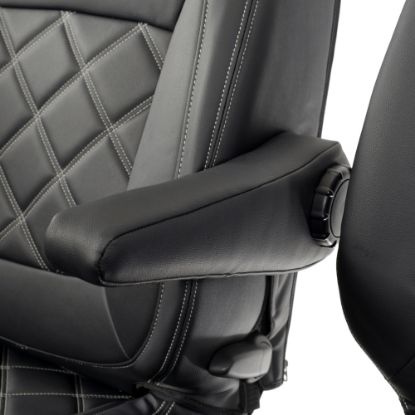 Picture of UK Custom Covers Vauxhall Vivaro Seat Covers Leatherette (2014-2019) Front Single/Double Split Passenger Base NO Folding Middle Seat - Double Diamond Bentley Stitch | SC664B