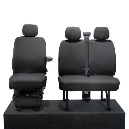 UK Custom Covers Vauxhall Movano Seat Covers Cotton-Backed PU (2010-2022) - Front No Folding Middle Seat & No Split Passenger Base