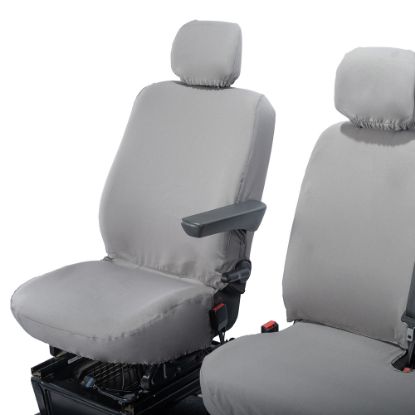 Picture of UK Custom Covers Vauxhall Movano Seat Covers Cotton-Backed PU (2010-2022) - Front No Folding Middle Seat & No Split Passenger Base - Grey | SC668G