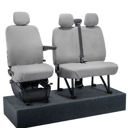 Picture of UK Custom Covers Vauxhall Movano Seat Covers Cotton-Backed PU (2010-2022) - Front No Folding Middle Seat & No Split Passenger Base - Grey | SC668G