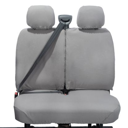 Picture of UK Custom Covers Vauxhall Movano Seat Covers Cotton-Backed PU (2010-2022) - Front No Folding Middle Seat & No Split Passenger Base - Grey | SC668G