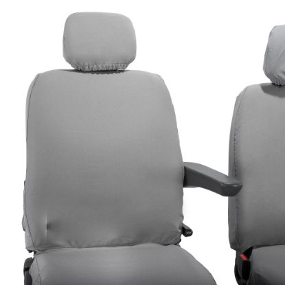 Picture of UK Custom Covers Vauxhall Movano Seat Covers Cotton-Backed PU (2010-2022) - Front No Folding Middle Seat & No Split Passenger Base - Grey | SC668G