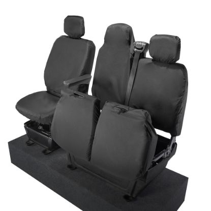 Picture of UK Custom Covers Vauxhall Movano Seat Covers Cotton-Backed PU (2010-2022) - Front With Folding Middle Seat & Split Passenger Base | SC669B