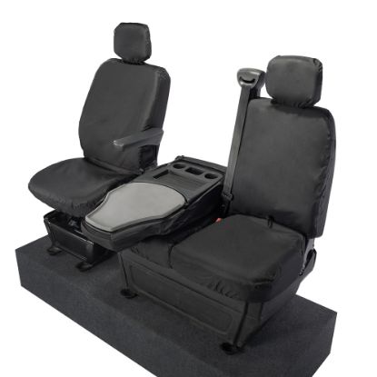 Picture of UK Custom Covers Vauxhall Movano Seat Covers Cotton-Backed PU (2010-2022) - Front With Folding Middle Seat & Split Passenger Base | SC669B